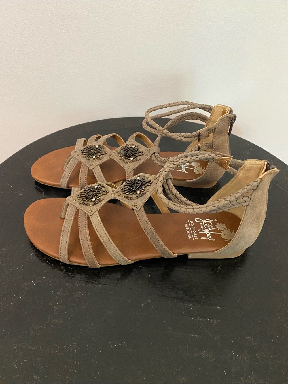 Jellypop Inza Boho Gladiator Sandals Size 8 Taupe Braided Festival Shoes - Picture 6 of 7